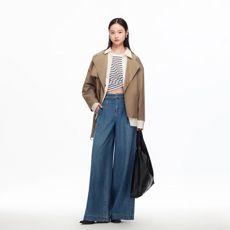 VEROMODA Women's High-Waist Distressed Wide-Leg Jeans