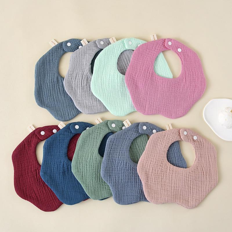 6 Layer Muslin Baby Bibs 360 Degree Rotating Drool Bibs Flower Shaped Solid Soft Skin Friendly For Infants