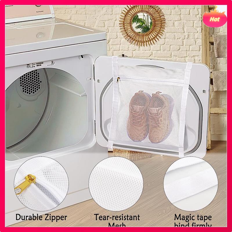 3 ks Sušicí sáček do sušičky, Síťované sáčky Honey Comber se zipem a popruhem na boty, Opakovaně použitelný nástroj na praní