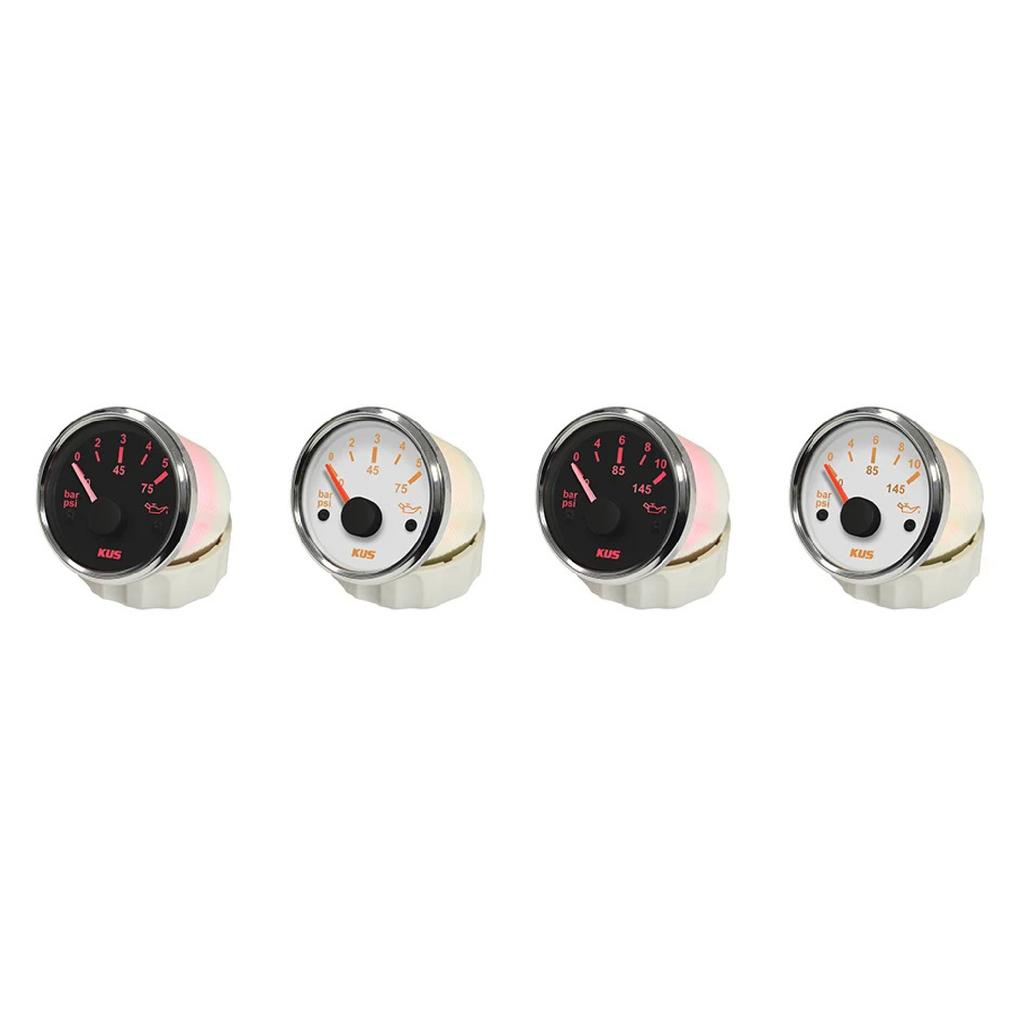 KUS 52mm 0-5Bar 0-10Bar Oil Pressure Gauge Car Boat 0-75Psi 0-145Psi Red Yellow Available Backlight Oil Pressure Sensor