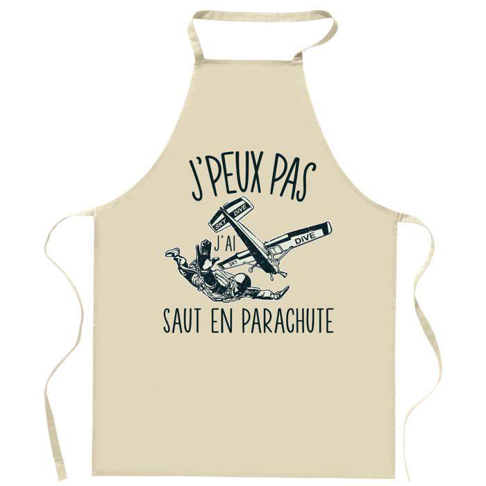 Tablier de cuisine - saut en parachute J'peux pas - Impression bretonne - Coton résistant - Imprimé en France
