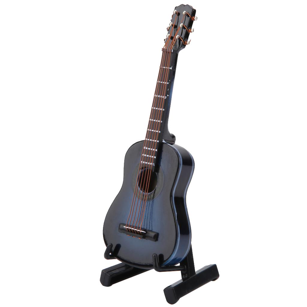Miniature Wooden Guitar Model Display Mini Musical Ornaments Craft Home Decor