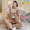 Women's Plus Size Coral Fleece Flannel Pajama Set – Cute, Loose, and Cozy