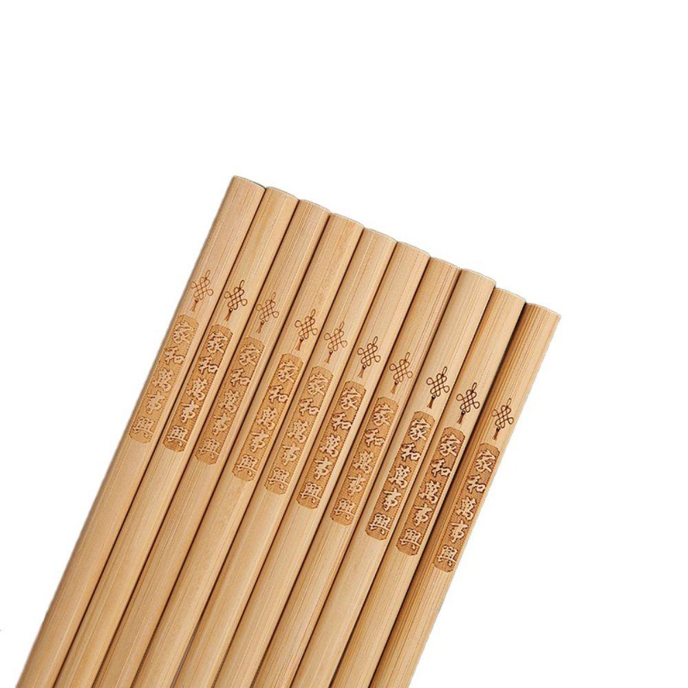 10 párů bezlakovaných bambusových hůlek, bezvoskových, protiskluzových, gravírovaných, hůlek, odolných vůči vysokým teplotám, sushi hůlek, nudlových hůlek