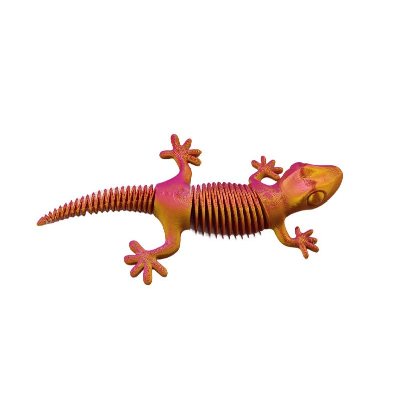 3D Printed Articulated Spring Lizard Model Toy