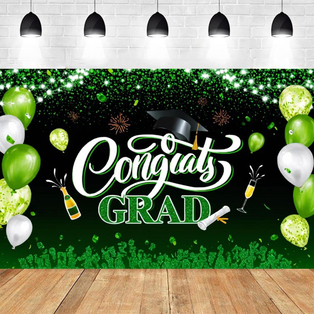 Graduation Decoration Gold Blue Bachelor Cap Glitter Balloon Background Decoration Congrats Grad Graduation Class Party Backdrop