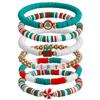 Y2K Polymer Clay Stackable Bracelet Set For Women Santa Claus Tree Elk Deer Snowflake Charm Beaded Bangle Christmas Jewelry