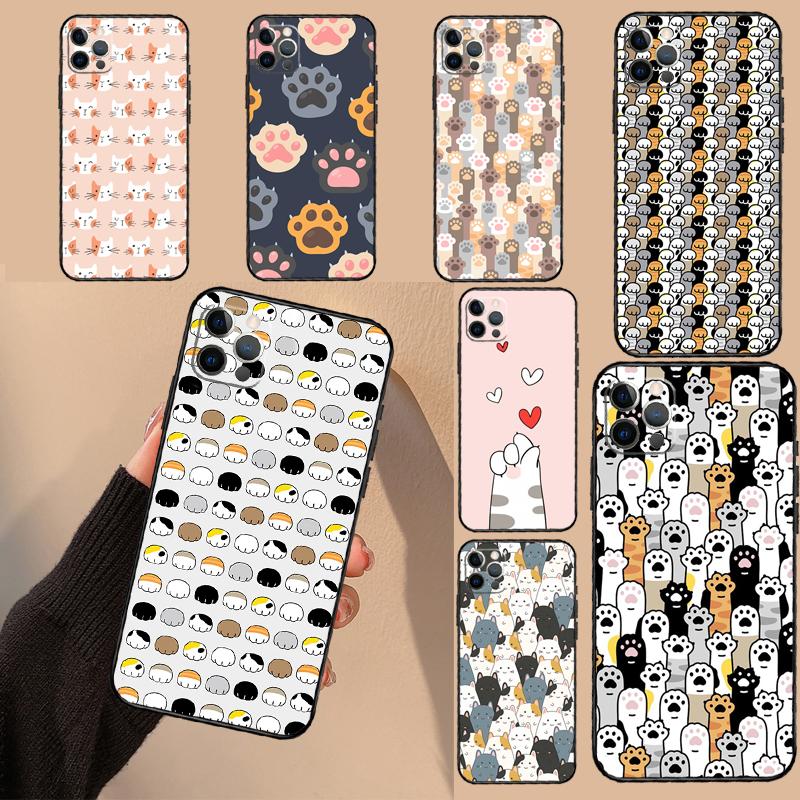 Cute Funny Cats Paws Pattern Phone Case For iPhone 17 Air 16 14 13 11 15 Pro Max mini 15 16 Plus 16e Protective Cover