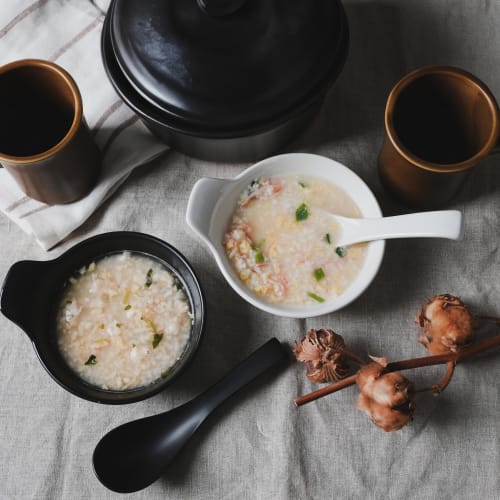 Pearl Metal Ceramic Rice Spoon for Rice Porridge, Black, L-1002