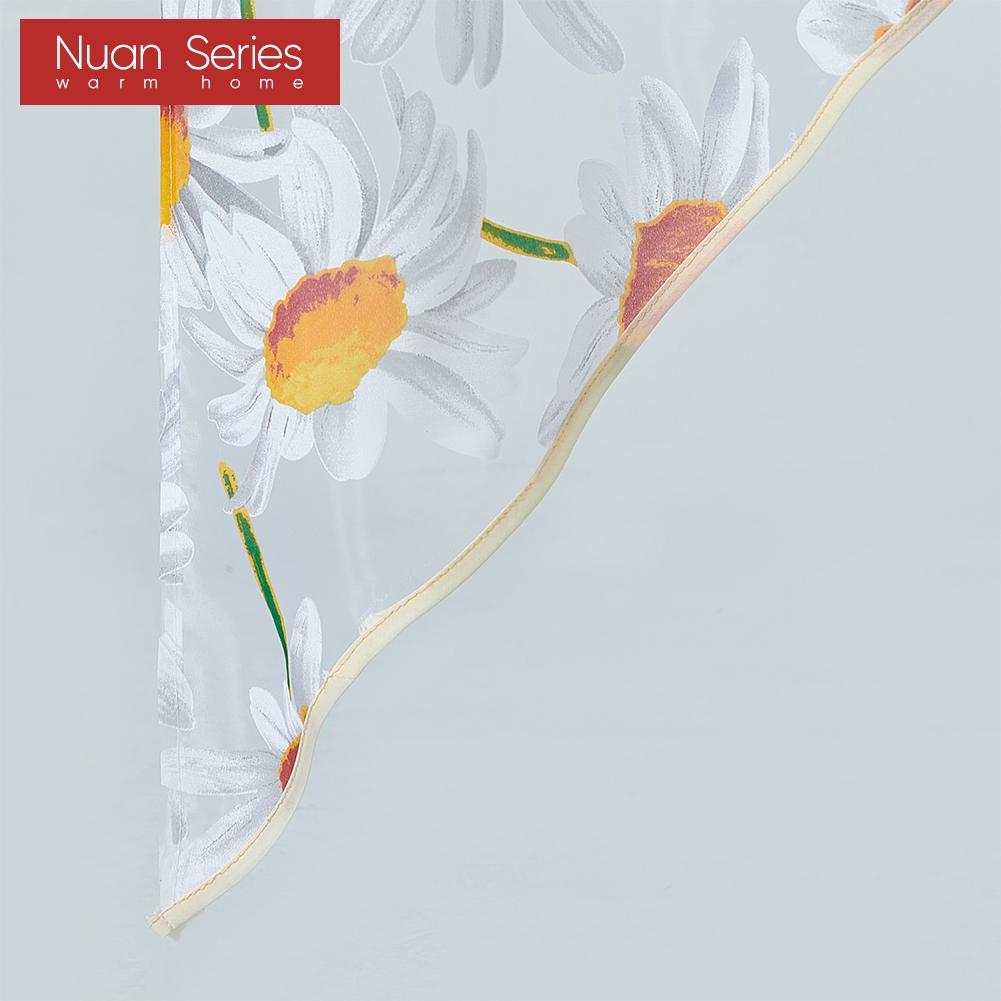 2PC Nuan Series Fashionable Modern Countryside Style Sunflower Print Light and Thin Valance for Small Window Kitchen Curtain Home Decor