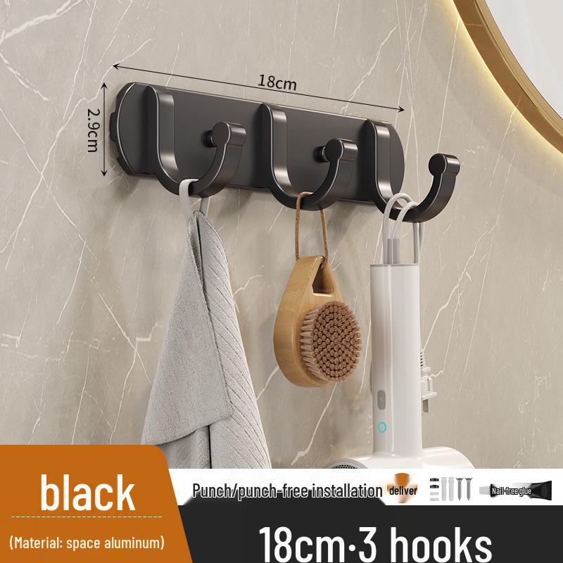 Porte-manteau mural en aluminium et étagère organisatrice avec crochets