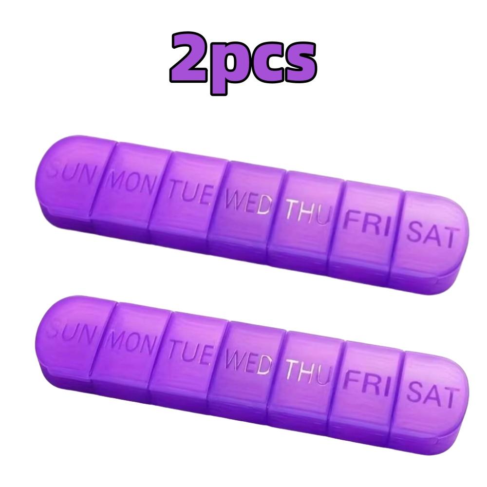 Portable Weekly Pill Box 7-Day Medication Dispenser Large Capacity Vitamin Box Individually Storage Sealed Long Pill Organizer