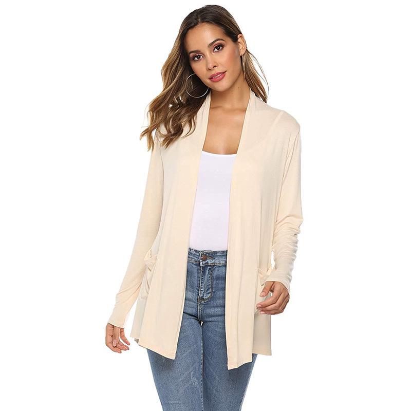 European & American Women's Slimming Mid-Length Long-Sleeved Cardigan