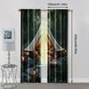 2pc,  Party Curtain Forest scene camping Machine Washable Fabric,Without Electricity Festive Backdrops Use for College dormitory