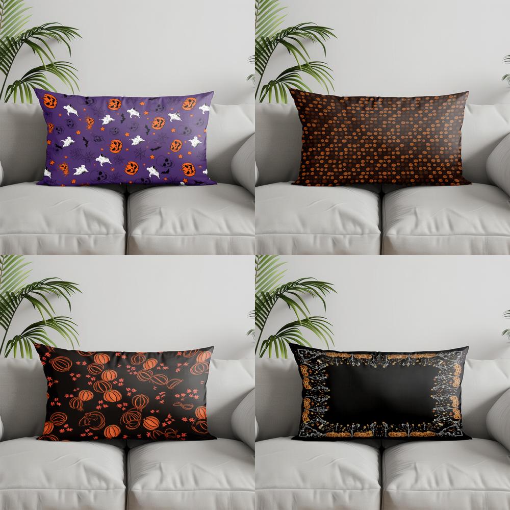 Home Decor Halloween-themed Ghosts & Pumpkins Suitable For Sofa Bedroom Car Pillow Cover Cushion Rectangular Back Cushion
