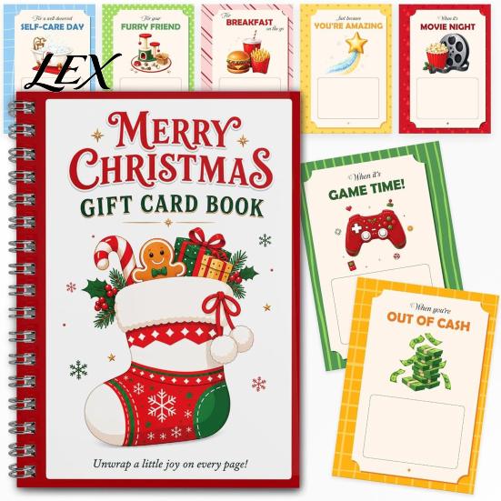 Creative Gift Present for Christmas Merry Card Holder Book, DIY Spiral Bound Display Book Booklet, Xmas Gifts Family, Friends, Celebrations