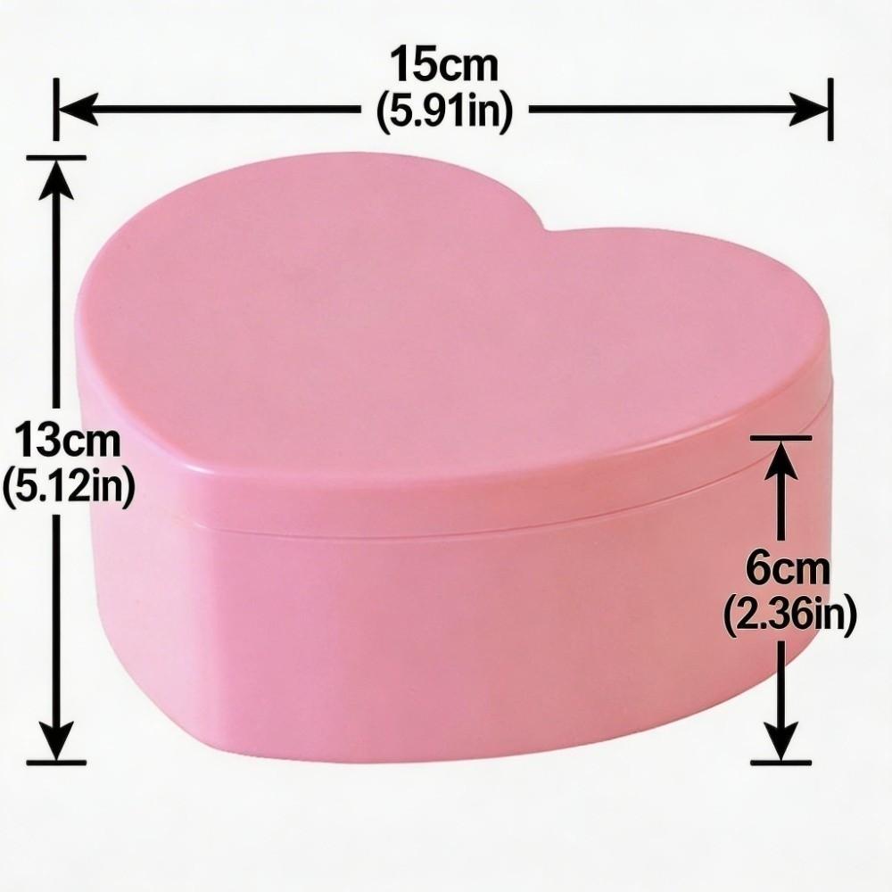 Pink Color Heart Shape Jewelry Box Small Size Plastic Jewelry Organizer Case With Mirror Portable Jewelry Storage Box