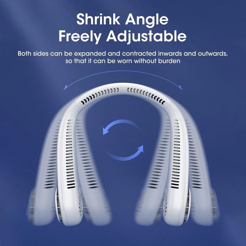 Hands Free Portable USB Rechargeable Hanging Neck Fan 5000mAh Leafless Power Bank for Travel Sports Home Office
