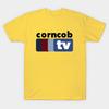 Men Black Print T-shirt Corncob Tv No-Cut Transfer Paper Print Cotton Tshirt