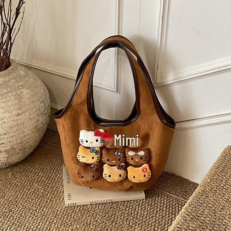 Trendige Niedliche Kätzchen Plüsch Tragetasche: Vielseitige Einzelschultertasche für Mädchen