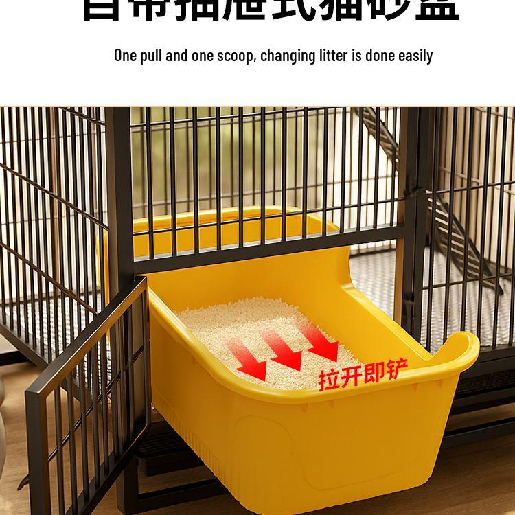 Foldable Indoor Cat Cage with Toilet – Space-Saving Cat House and Balcony for Small Apartments