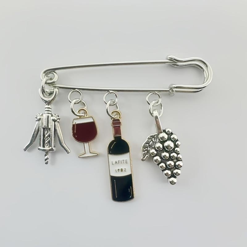 Red Wine Glass Brooch Pin - Anti-Exposure Clothing Accessory