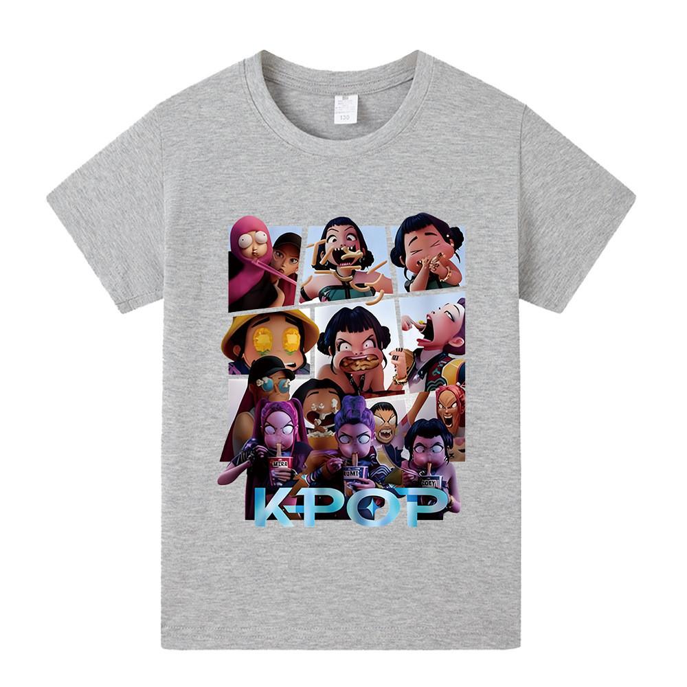 A1237 Kids Boys Girls Kpop Rumi Zoey Mira Print Short Sleeves T-shirt