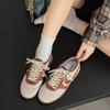 fashion Retro sneakers 2024 new summer breathable casual versatile flat shoes suede stitching cowhide sneakers for women