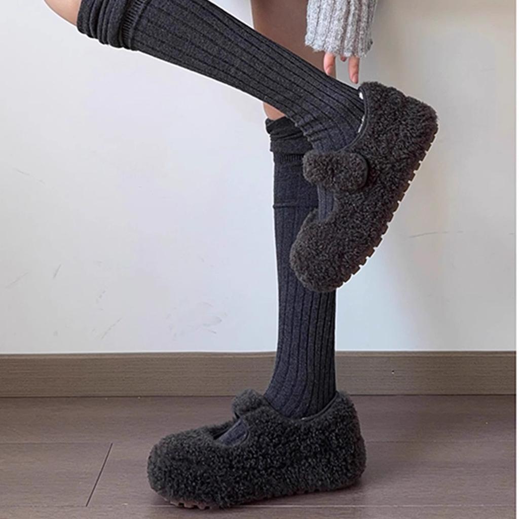 Fleece Retro Inner Heightening Thick-soled Mary Jane Mao Mao Shoes Doudou Women's Shoes Wear New Thermal Cotton Shoes Outside