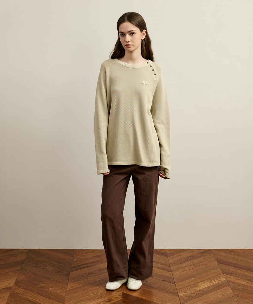 SATUR (W) Herringbone Cotton Pants Brown