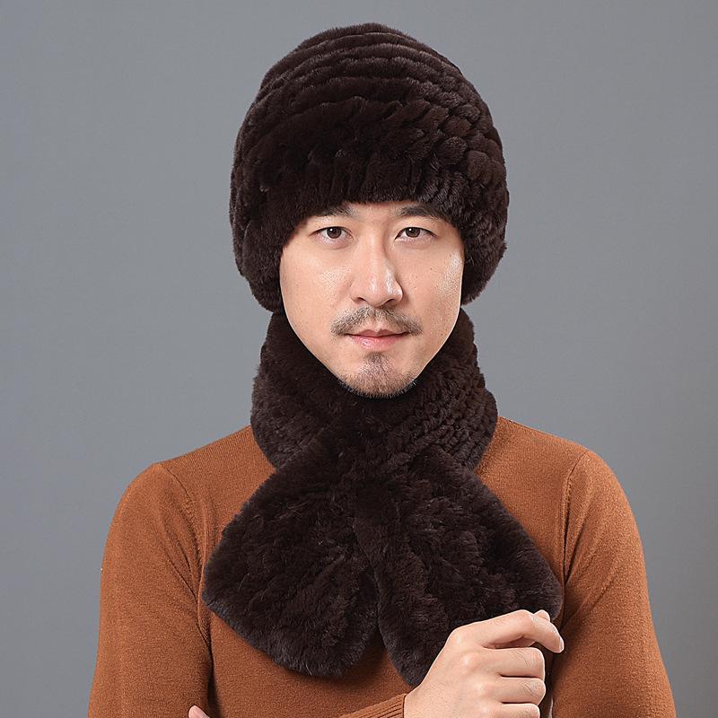Fur hat medium old men autumn and winter thickened warm old man Rex rabbit hair hat dad cap winter