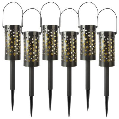 6Pcs Solar Pathway Lights Outdoor Waterproof Garden Decor Hollow Moon Star Lighting