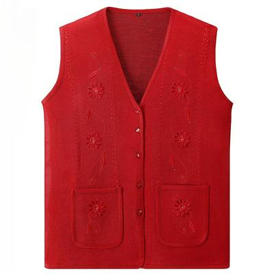 Vesta pro střední věk a starší jaro a podzim tenká sekce starší vesta vesta volná plus size pletený kardigan