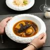 Gravel Ceramic Deep Plate Soup Plate Restaurant Dessert Plate Household Plate Hotel Tableware White Skirt Plate