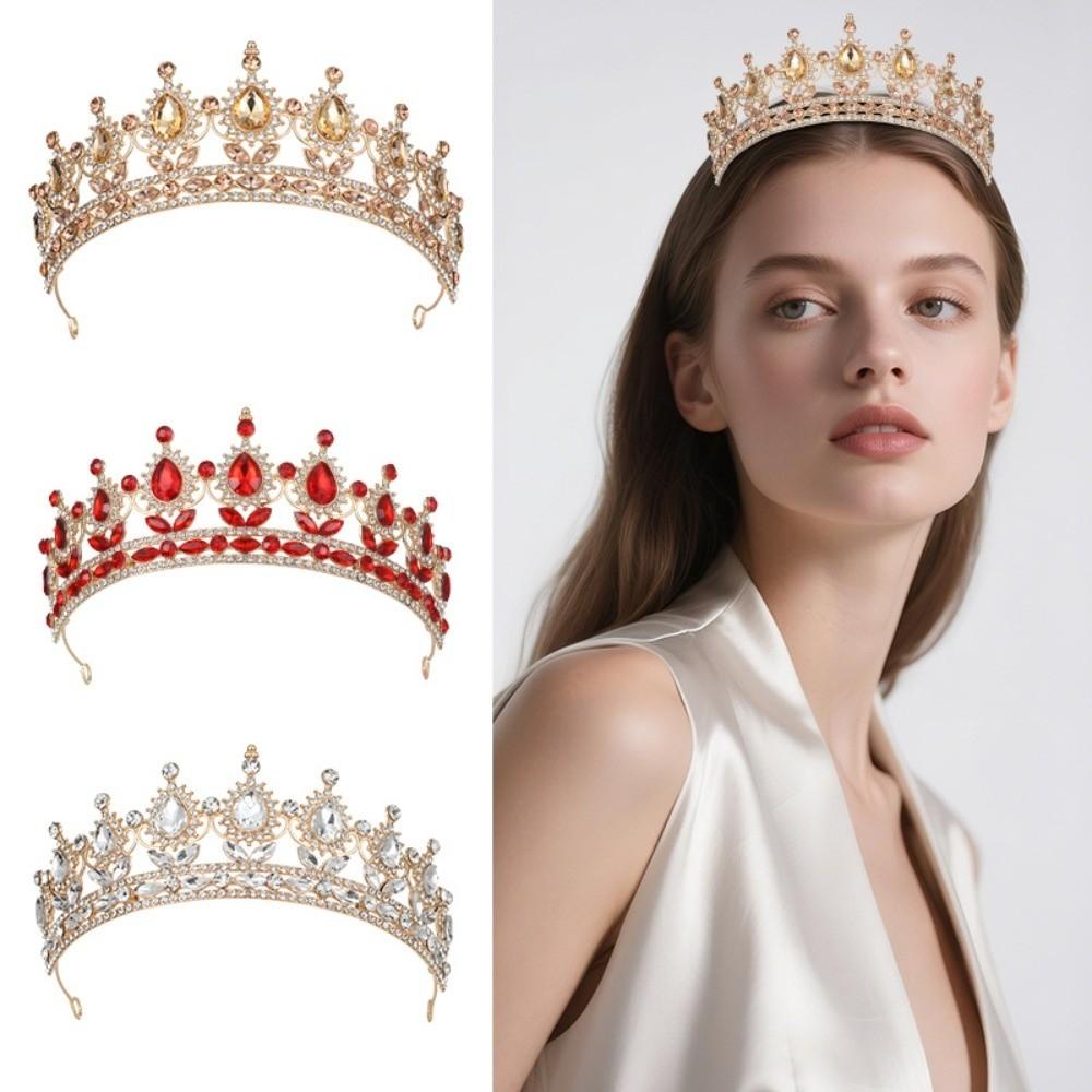 Princess Baroque Wedding Hair Tiara Jewelry Headpieces Crystal Bridal Tiara Crown High-end Rhinestone Diadem Veil Tiaras Dance