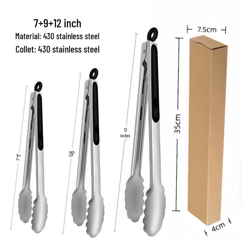 Stainless Steel Anti-Scalding BBQ and Bread Tongs
