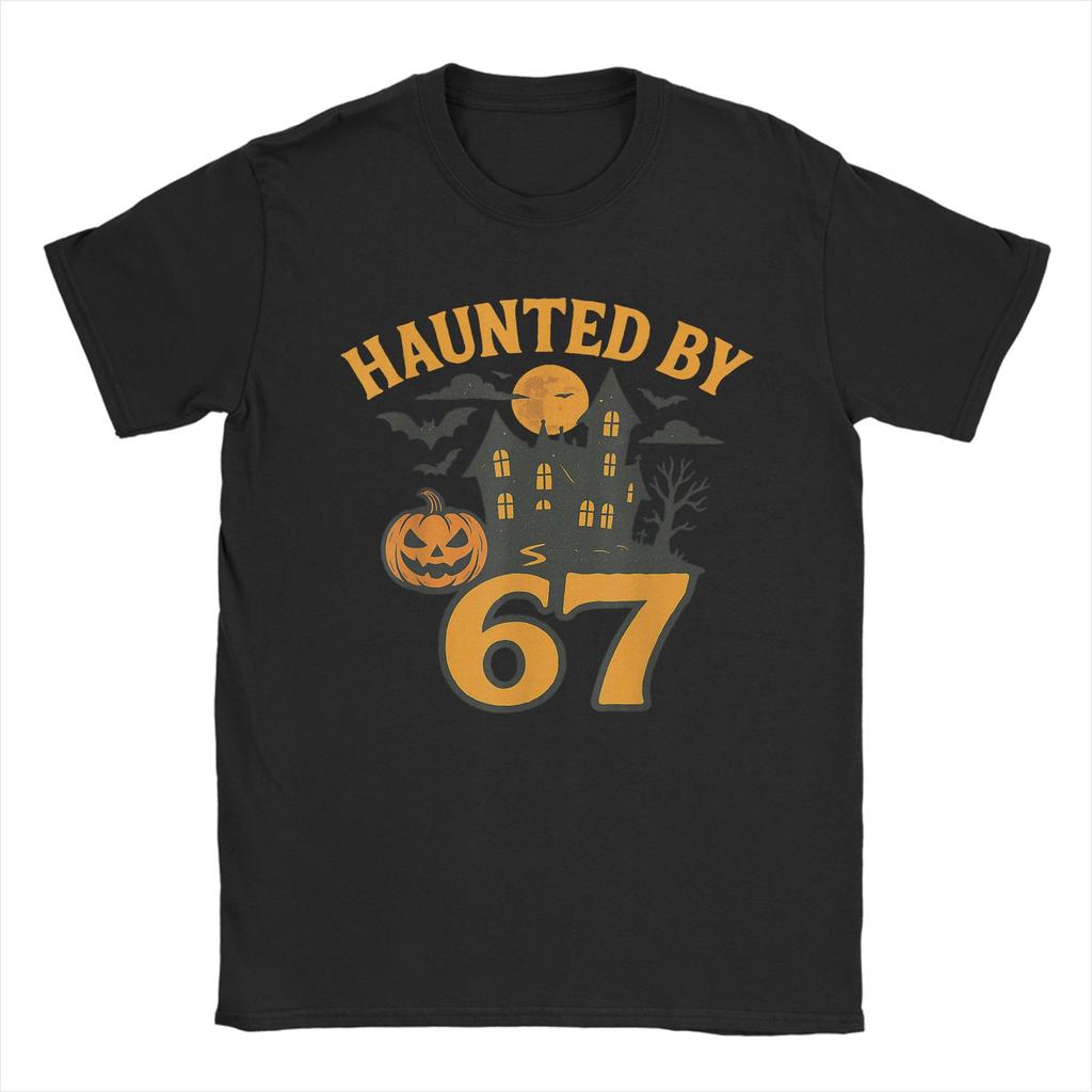 67 Meme Halloween Haunted T Shirt Men's Pure Cotton Novelty T-Shirts Crewneck Tees Short Sleeve Clothes Party