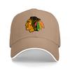 Cappellino da Baseball Chicago Blackhawks Nero Regolabile con Emblema della Squadra per Tifosi e Appassionati di Sport