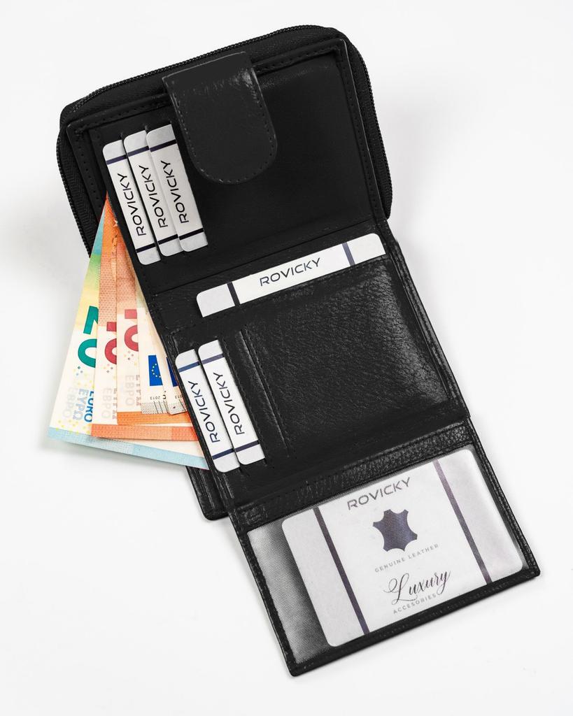 Women's Leather Wallet R-DLL2-NCD-BL-8411 Black