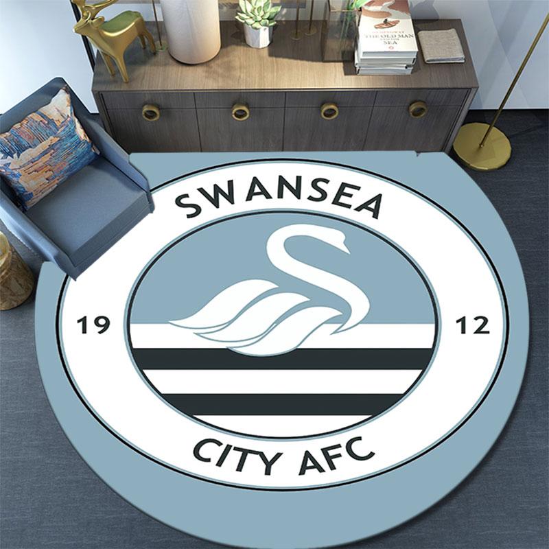 Swansea City logo pattern round rug,Carpet Rug for Living Room Bedroom Playroom ,Non-slip Floor Mat,Holiday Gifts and Birthday Gifts.