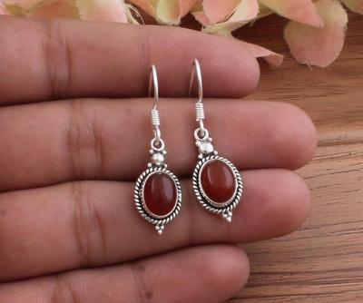 Solid 925 Sterling Silver Carnelian Gemstone Handmade Boho Designer Statement Earring Women Gift Earring Charm Jewelry