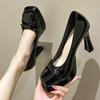 Autumn 2024 New High Heels Female Minority Shallow Mouth Thick with Temperament Fairy Wind Single Shoes Female