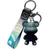Cute Color-Changing Bear Resin Keychain Creative PVC Braided Belt Cartoon Animal Bag Pendant Car Key Pendant Metal Keyring Men Women Boy Girl-Green