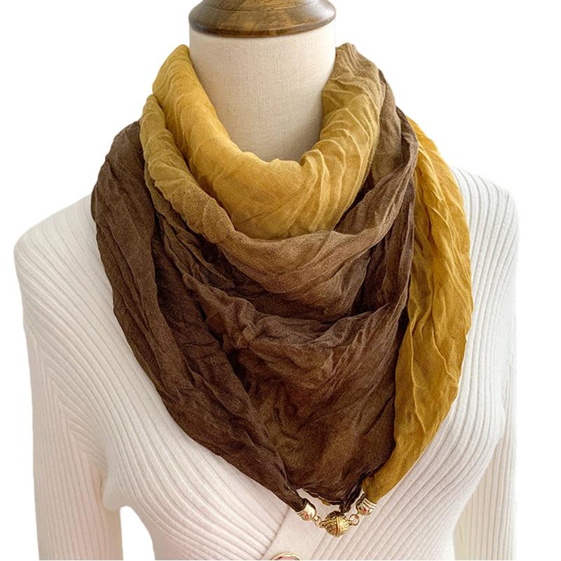 Women Scarf for Women Fashion Square Scarf Bohemian With Magnetic Buckle Casual Long Pleated Outings
