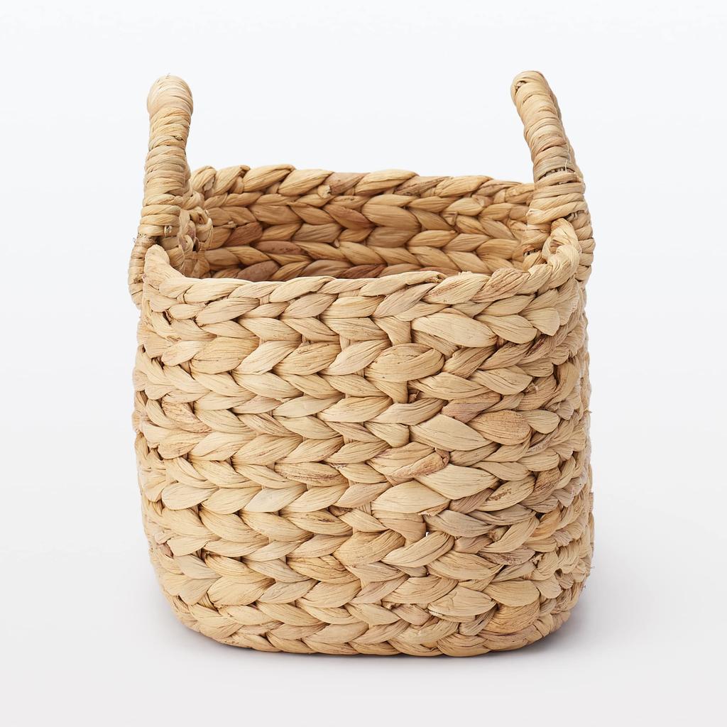 MUJI Oval Basket with Width 37 X Depth X Height Water 12057789 Handles, Small, 18.5 16cm, Hyacinth,