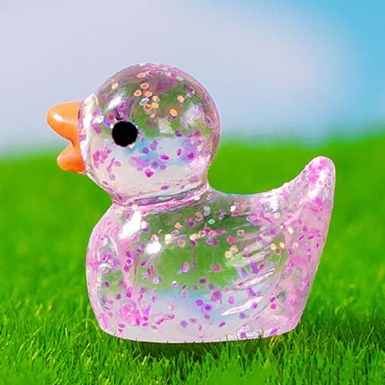 150Pcs Mini Glitter Duck Figurine Colorful Duck Resin Statue Miniature Animal Ornament Micro Landscape Dollhouse Fairy Garden Decoration Party Favors