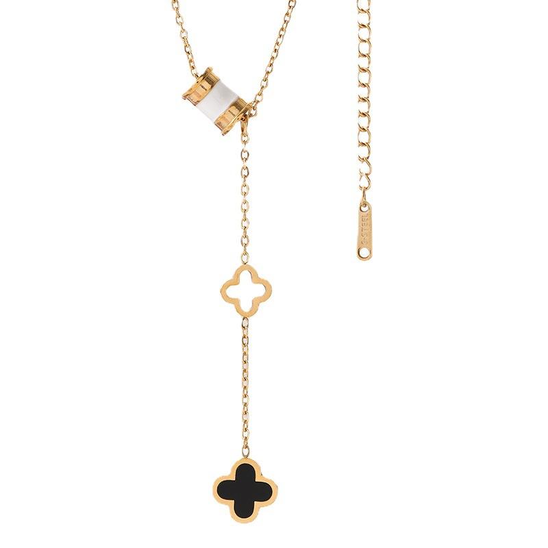 CPSLOVE Collana e Orecchini quadrifoglio fortunato da donna e ragazze, Set di gioielli di quadrifoglio elegante, Collana e Orecchini in argento 925, Collana orecchini quadrifoglio, Zircone intarsiato