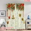 2pcs 2D Flat Printing Fashionable Christmas Curtains Christmas Stars Bells Garland Digital Printed Polyester Drapes Family Party