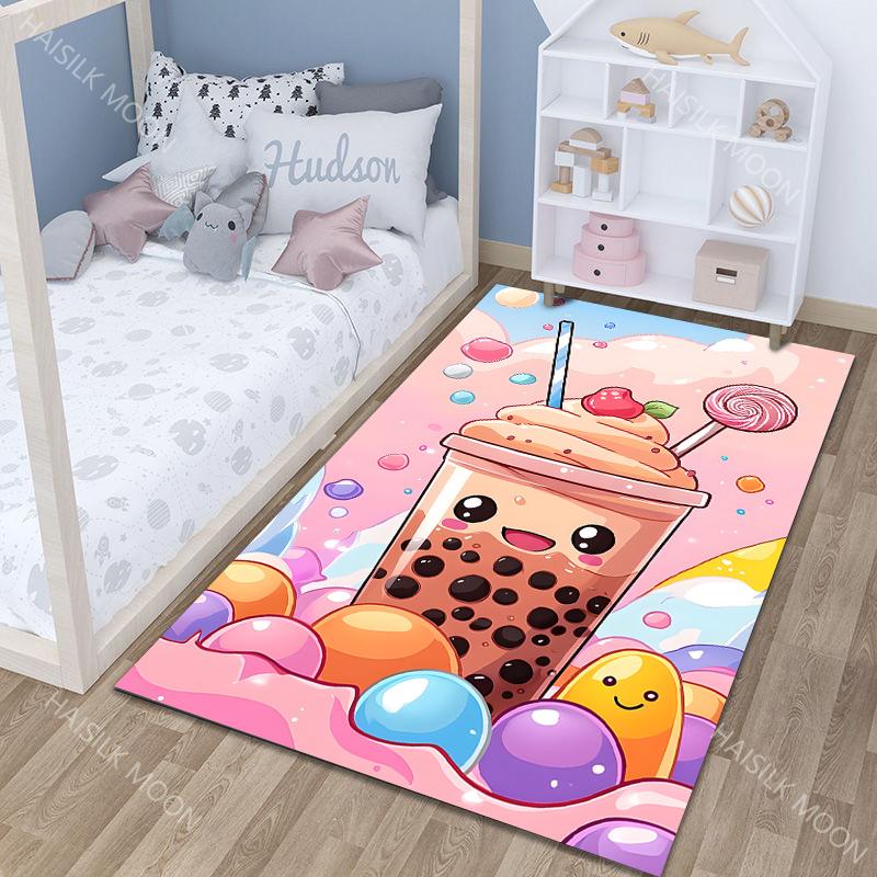 

Cute Milk Tea Drinks Printed Cartoon Carpet for Living Room Bedroom Sofa Home Decor Non-slip Floor Mat Modern Home Decor 40x60cm (16x24in)