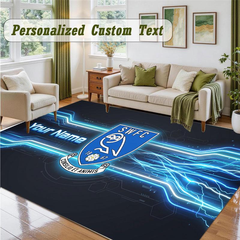 Crystal Velvet Square Rug Custom NameSheffield Wednesday FC Pattern Non Slip Home Floor Decor Rug